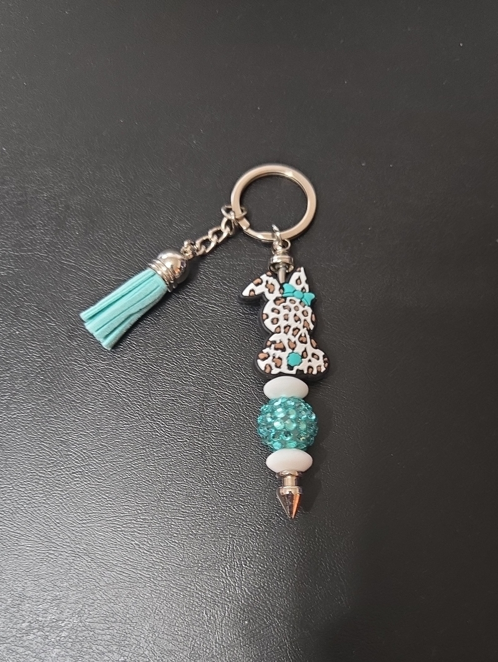 Turquoise Bunny Tassel Keychain - Women's Accessory